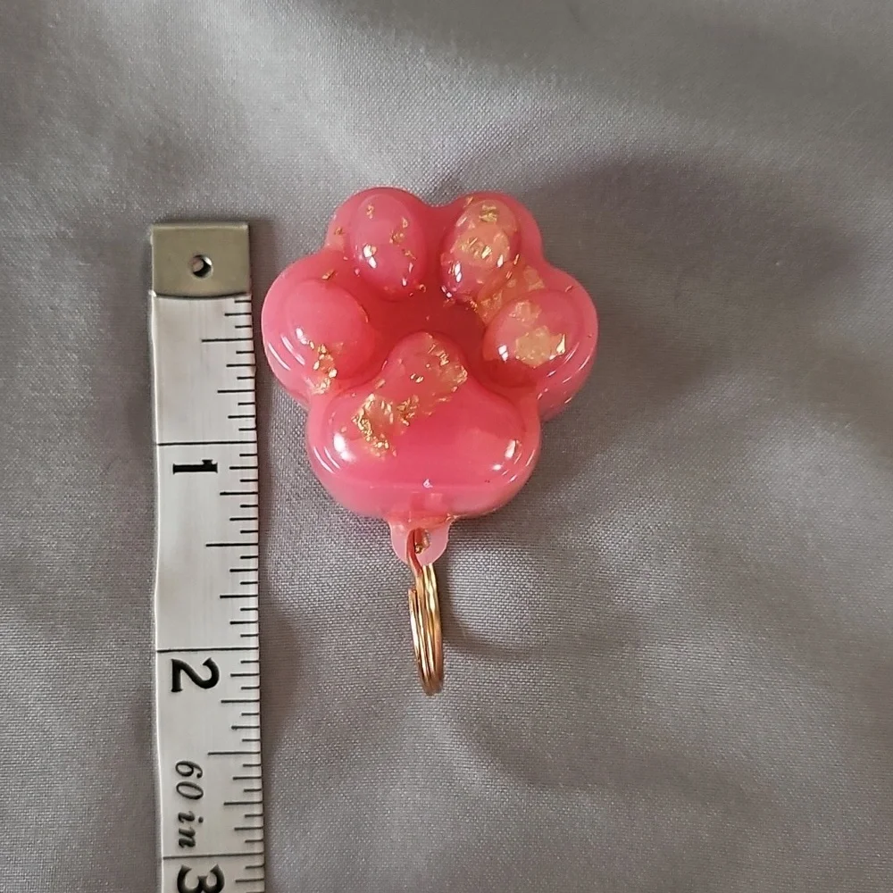 Pink and Gold Paw Keychain Charm